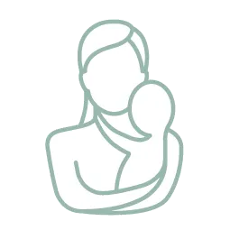 Icon of a person holding a baby in a gentle embrace.