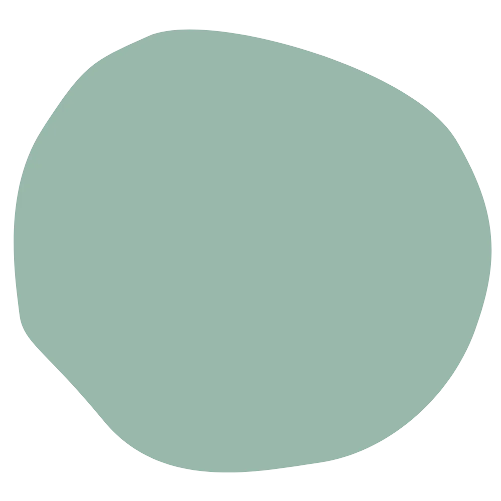A green circle with irregular edges on a transparent background.