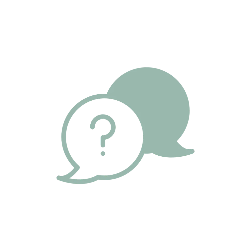 Two overlapping speech bubbles, one containing a question mark.