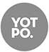 Yotpo company logo with white text on a gray circular background.