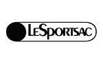 LeSportsac brand logo in black lettering within a rounded rectangular outline with a circular icon on the left.
