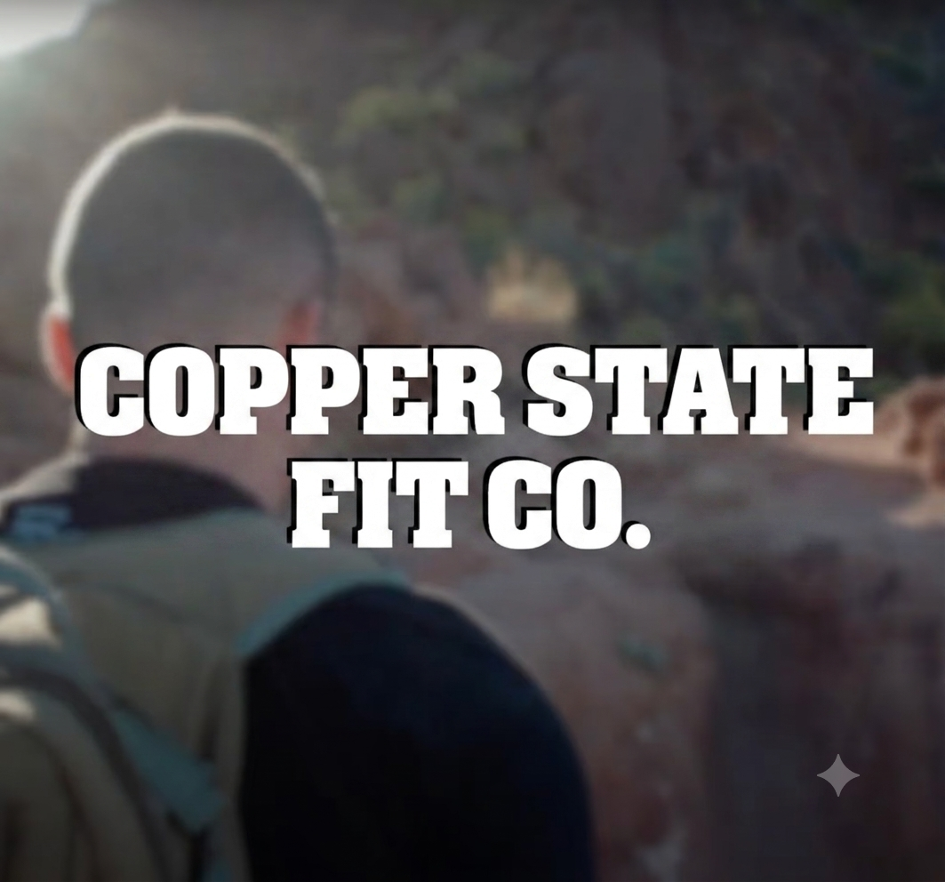 Person with a backpack pointing towards a rocky landscape with text 'FIT BODY BOOT CAMP' overlay.