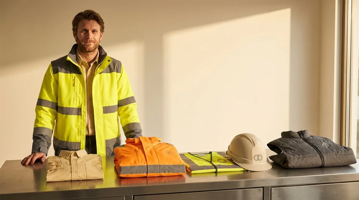 Équipement de travail en situation : un collaborateur équipé de vêtements pro personnalisés — LOGOBJET