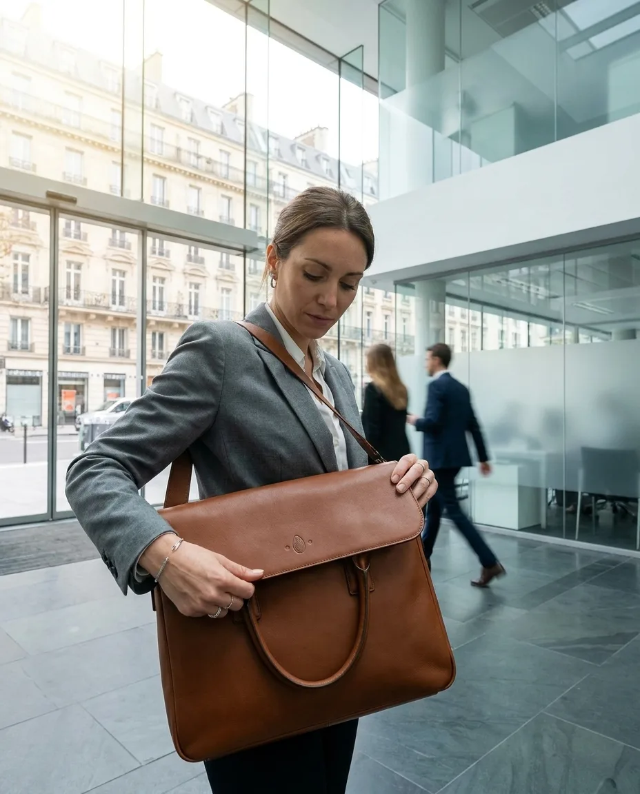 Sacoche ordinateur personnalisée en situation lifestyle — Sac & Bagagerie, objet publicitaire LOGOBJET