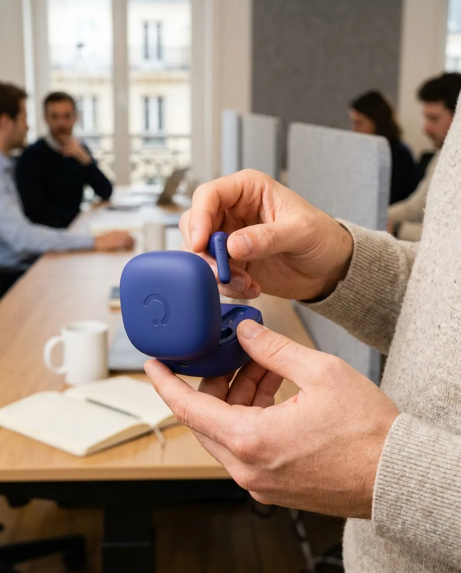 Écouteur Bluetooth personnalisé en situation lifestyle — Nouvelles Technologie & Connectique, objet publicitaire LOGOBJET