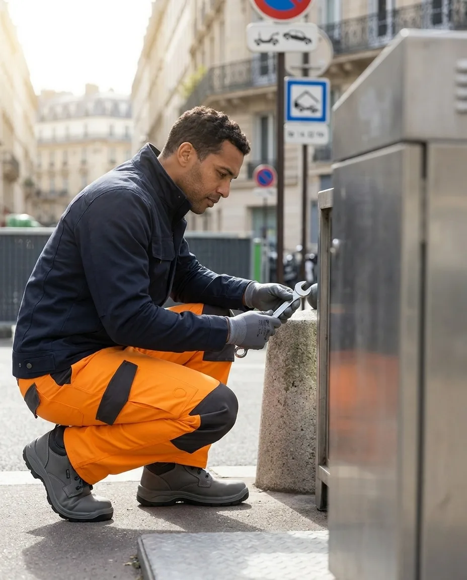 Pantalon de travail personnalisé en situation lifestyle — Textile Pro & EPI, objet publicitaire LOGOBJET
