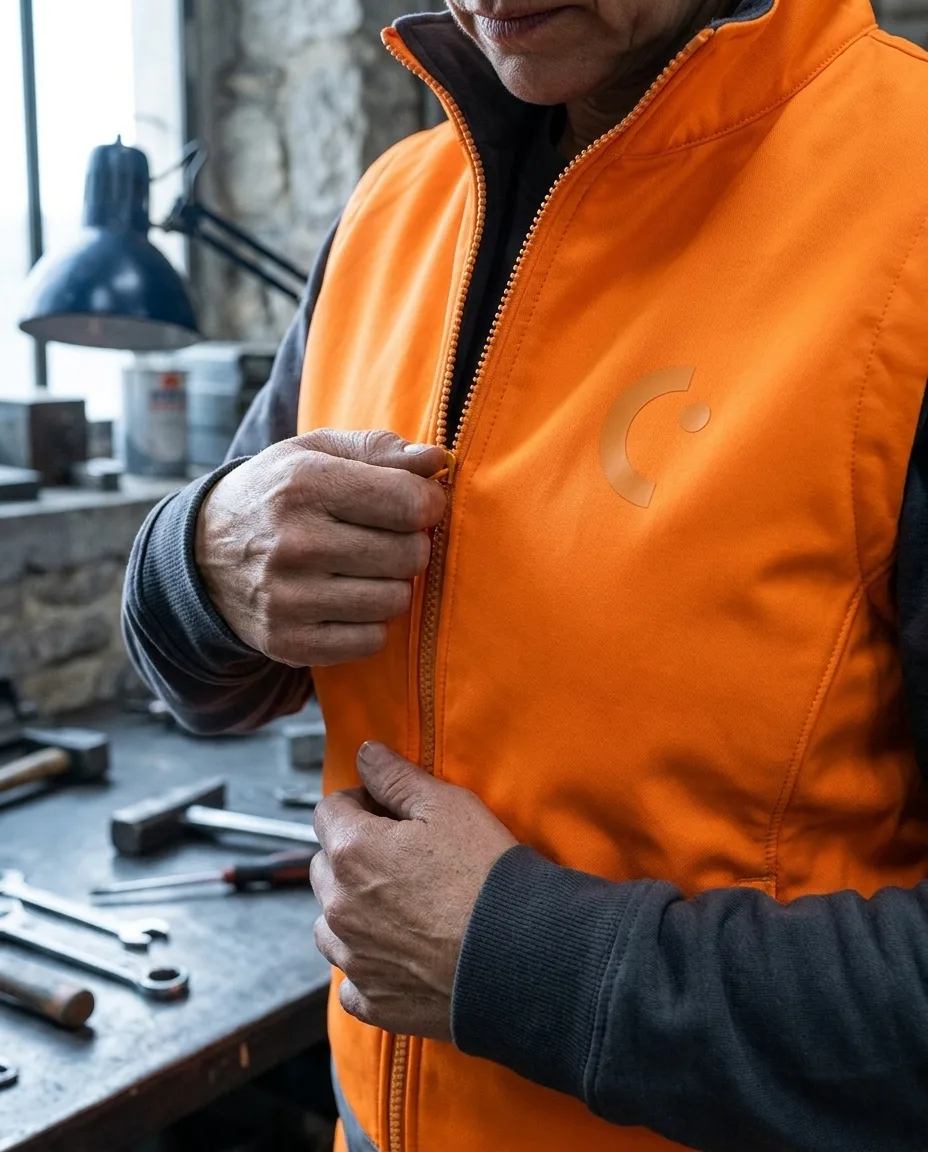 Bodywarmer personnalisé en situation lifestyle — Textile Pro & EPI, objet publicitaire LOGOBJET