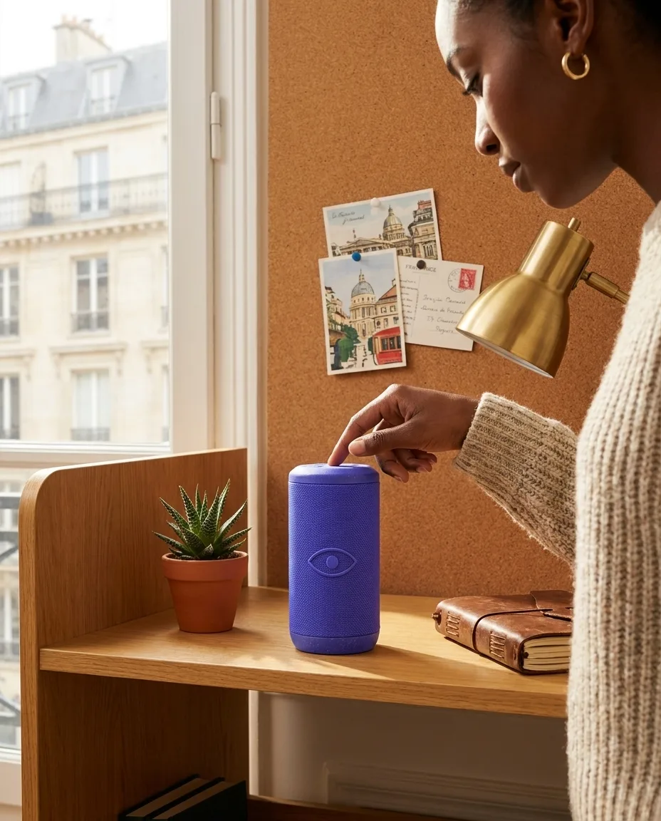 Enceinte Bluetooth personnalisée en situation lifestyle — Nouvelles Technologie & Connectique, objet publicitaire LOGOBJET