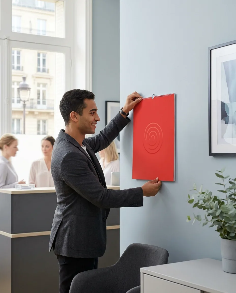 Calendrier bancaire personnalisé en situation lifestyle — Office & Writing, objet publicitaire LOGOBJET