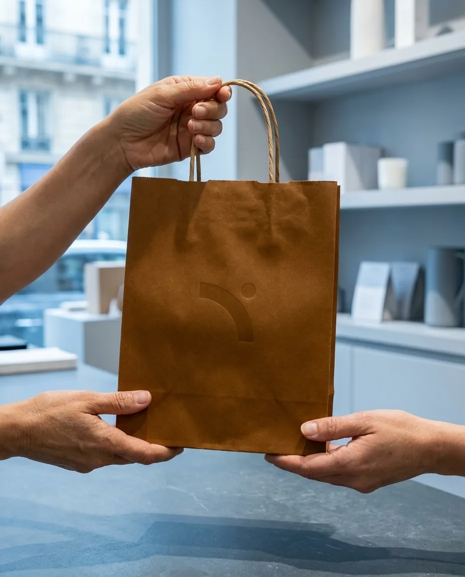 Sac kraft personnalisé en situation lifestyle — Sac & Bagagerie, objet publicitaire LOGOBJET