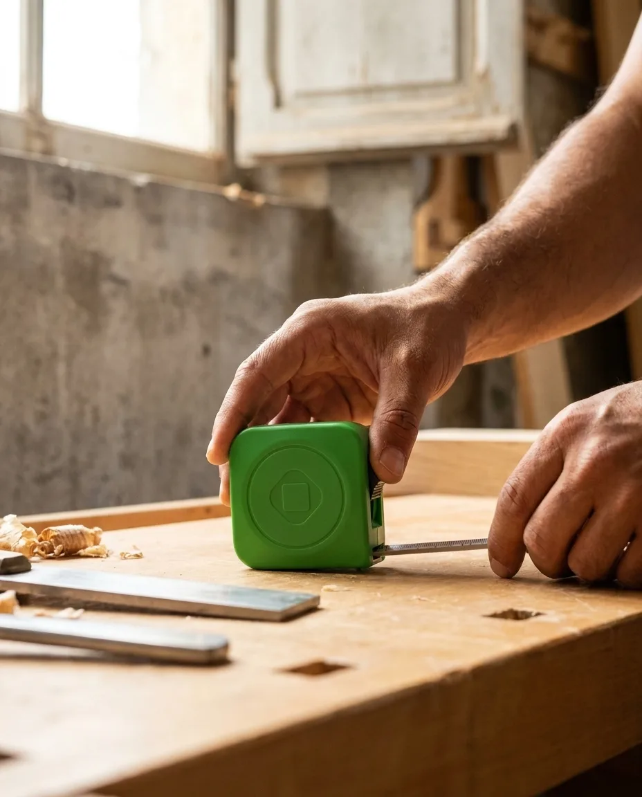 Mètre ruban personnalisé en situation lifestyle — Outils & Lampes Torche, objet publicitaire LOGOBJET