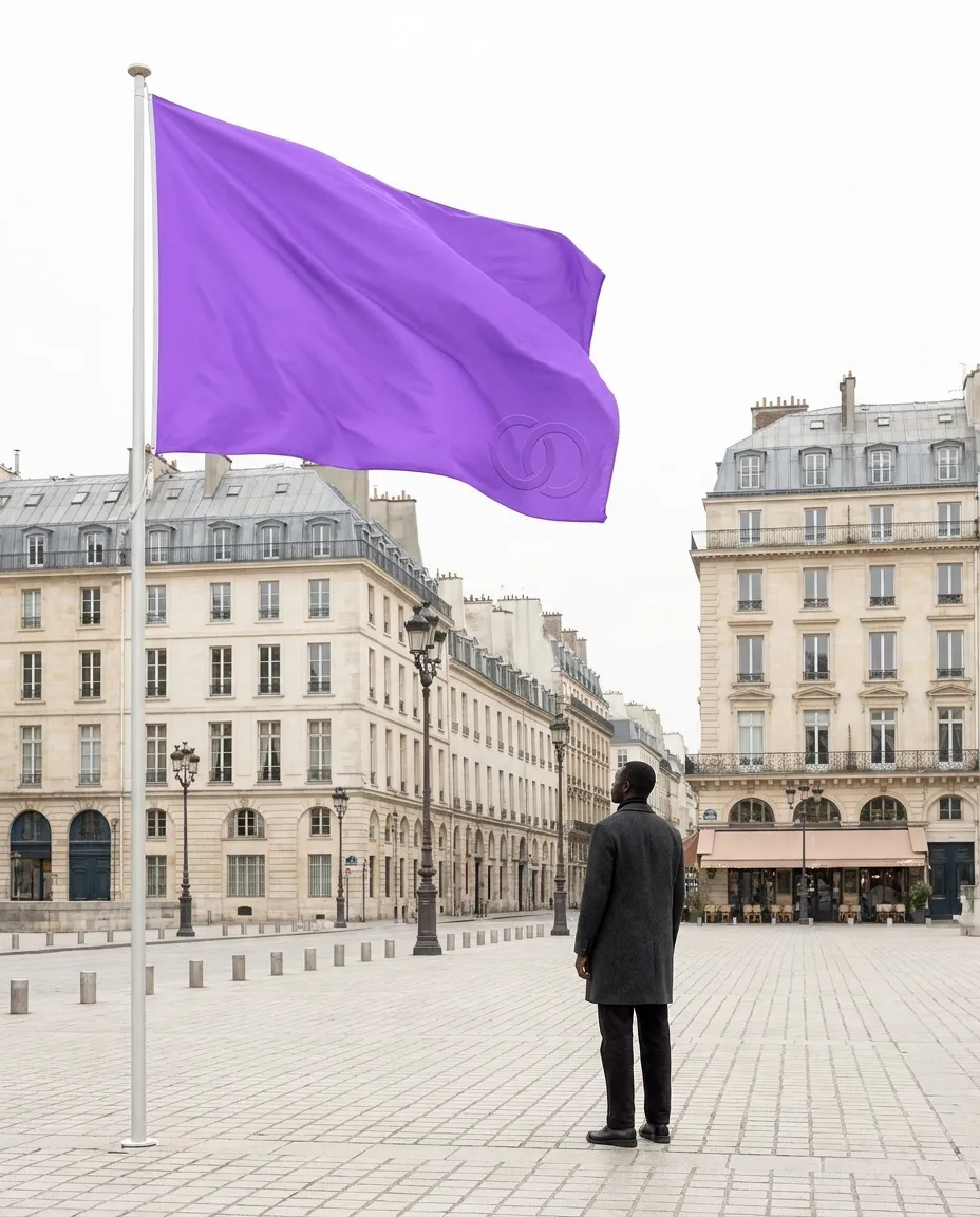 Drapeau personnalisé en situation lifestyle — PLV, objet publicitaire LOGOBJET