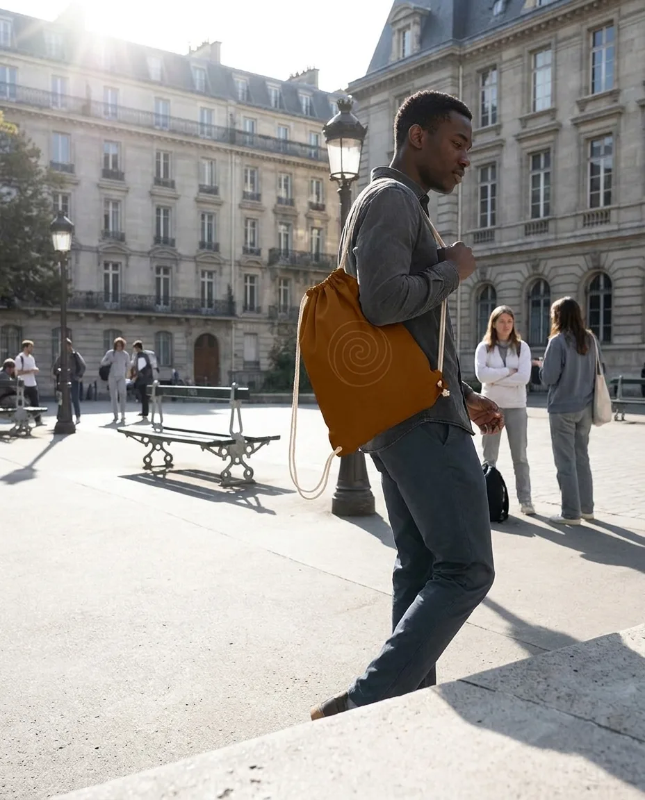 Sac à dos cordelette personnalisé en situation lifestyle — Sac & Bagagerie, objet publicitaire LOGOBJET