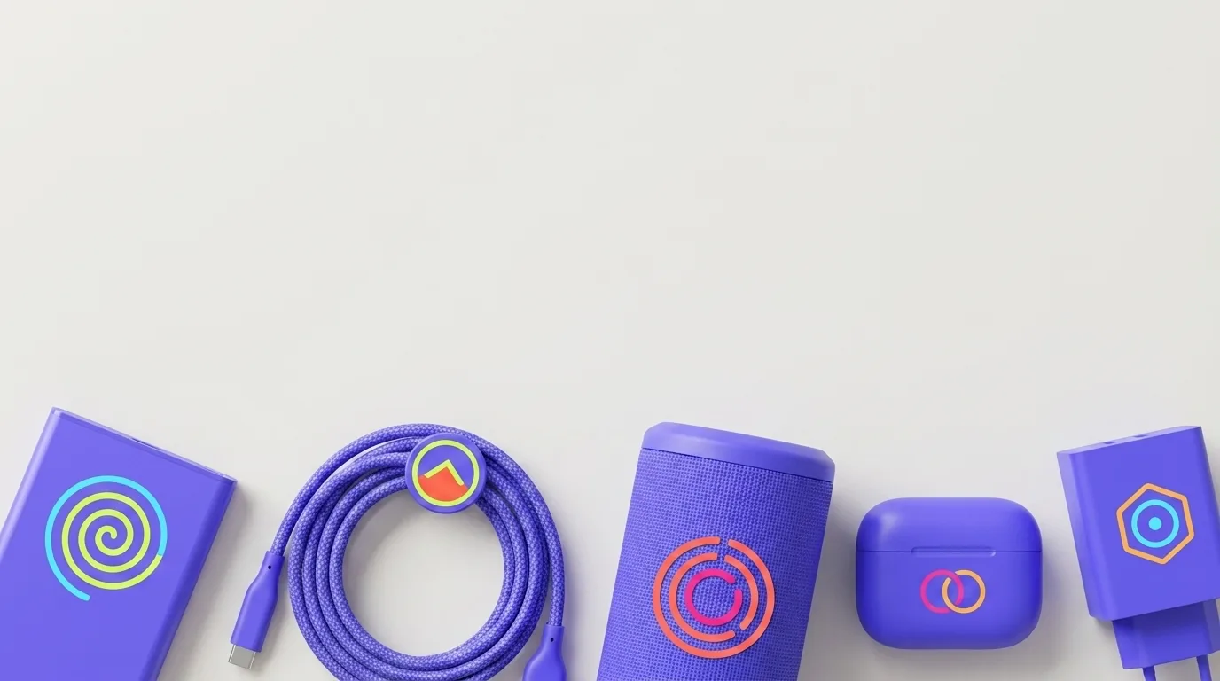 CTA Tech & Connectique — gamme de produits personnalisés, logos pop multicolores — LOGOBJET