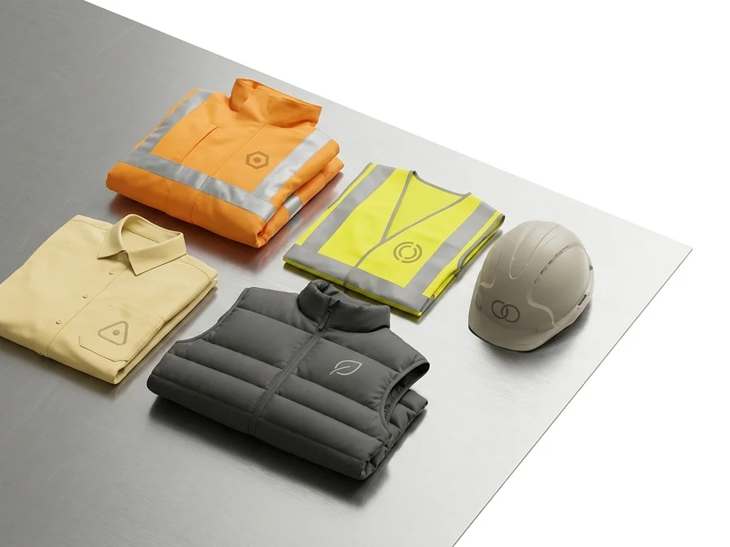 Vêtements professionnels et EPI personnalisés pour habiller vos équipes : chemise, parka et gilet haute visibilité, doudoune et casque de sécurité — LOGOBJET