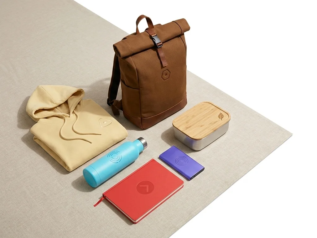 Welcome pack personnalisé pour accueillir vos collaborateurs : hoodie, gourde, carnet, powerbank et sac — LOGOBJET