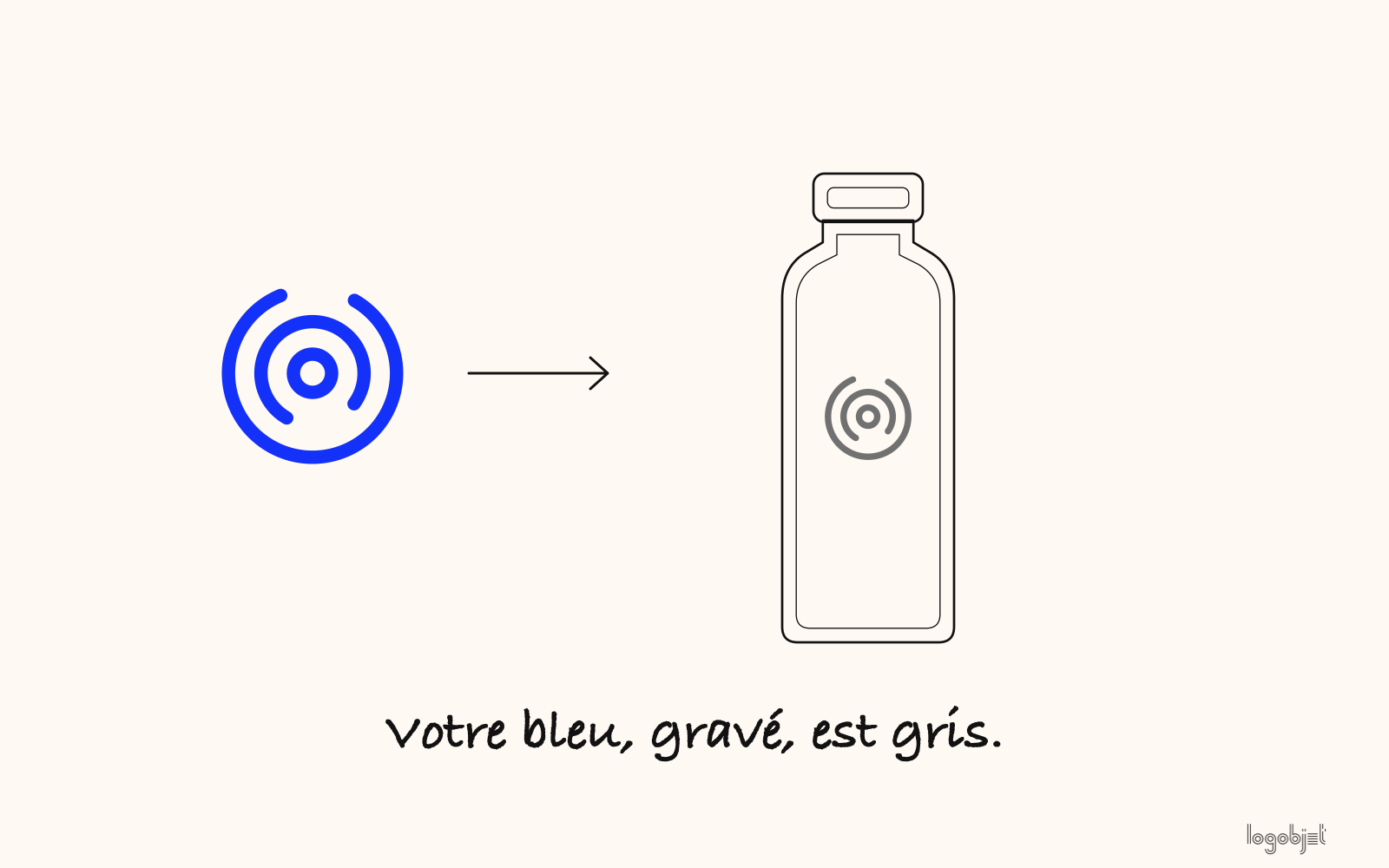 Votre bleu, gravé, est gris.