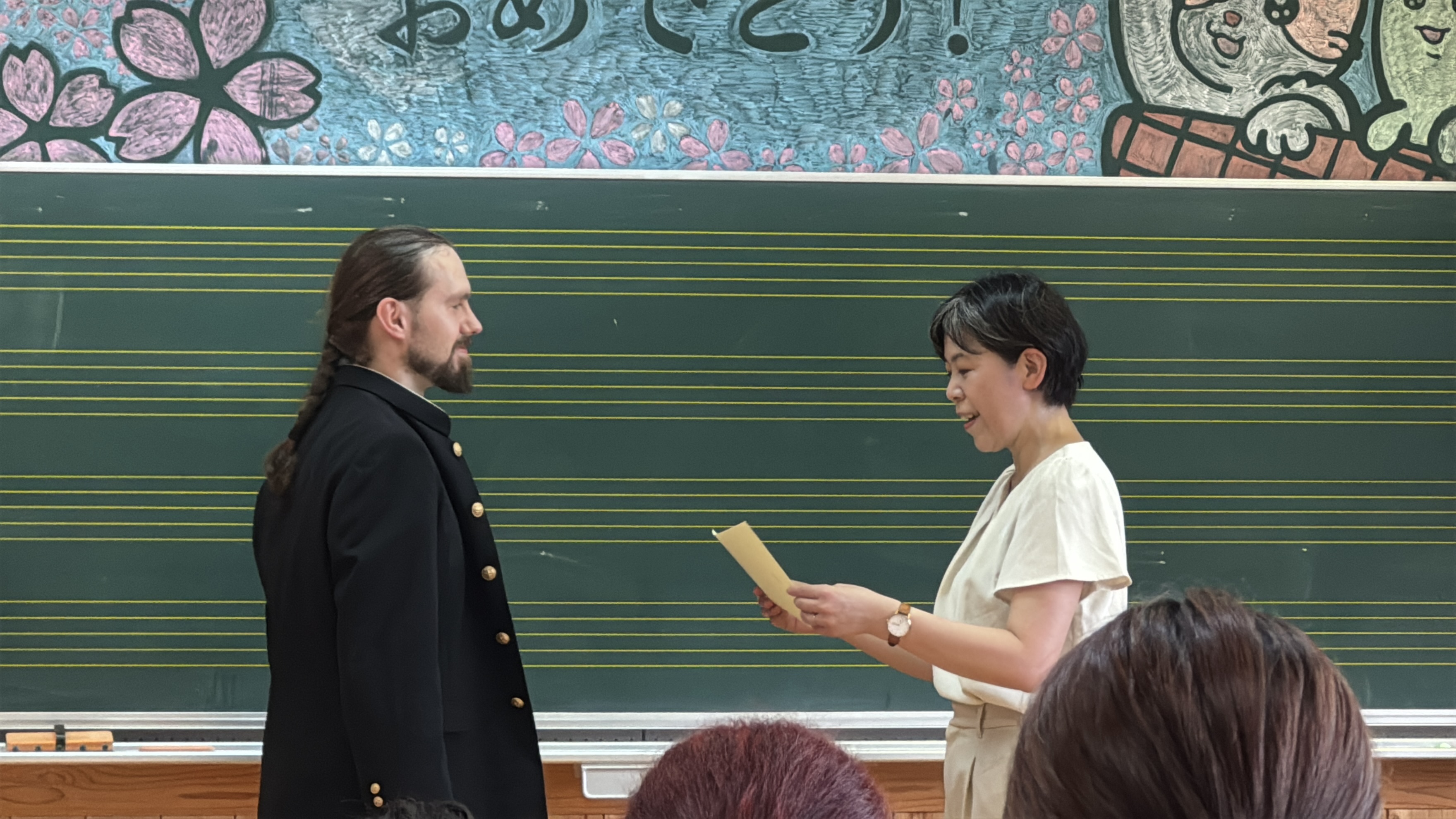 廃校の教室での学校体験