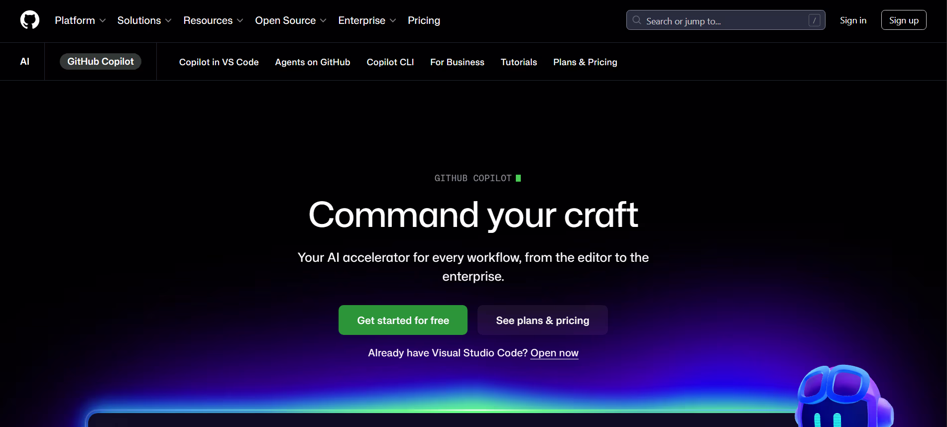 Github Copliot Landing Page