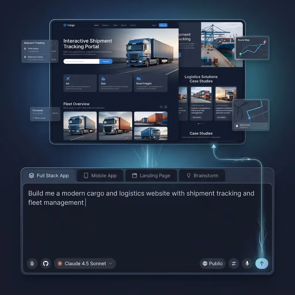 build your cargo website with simple prompts