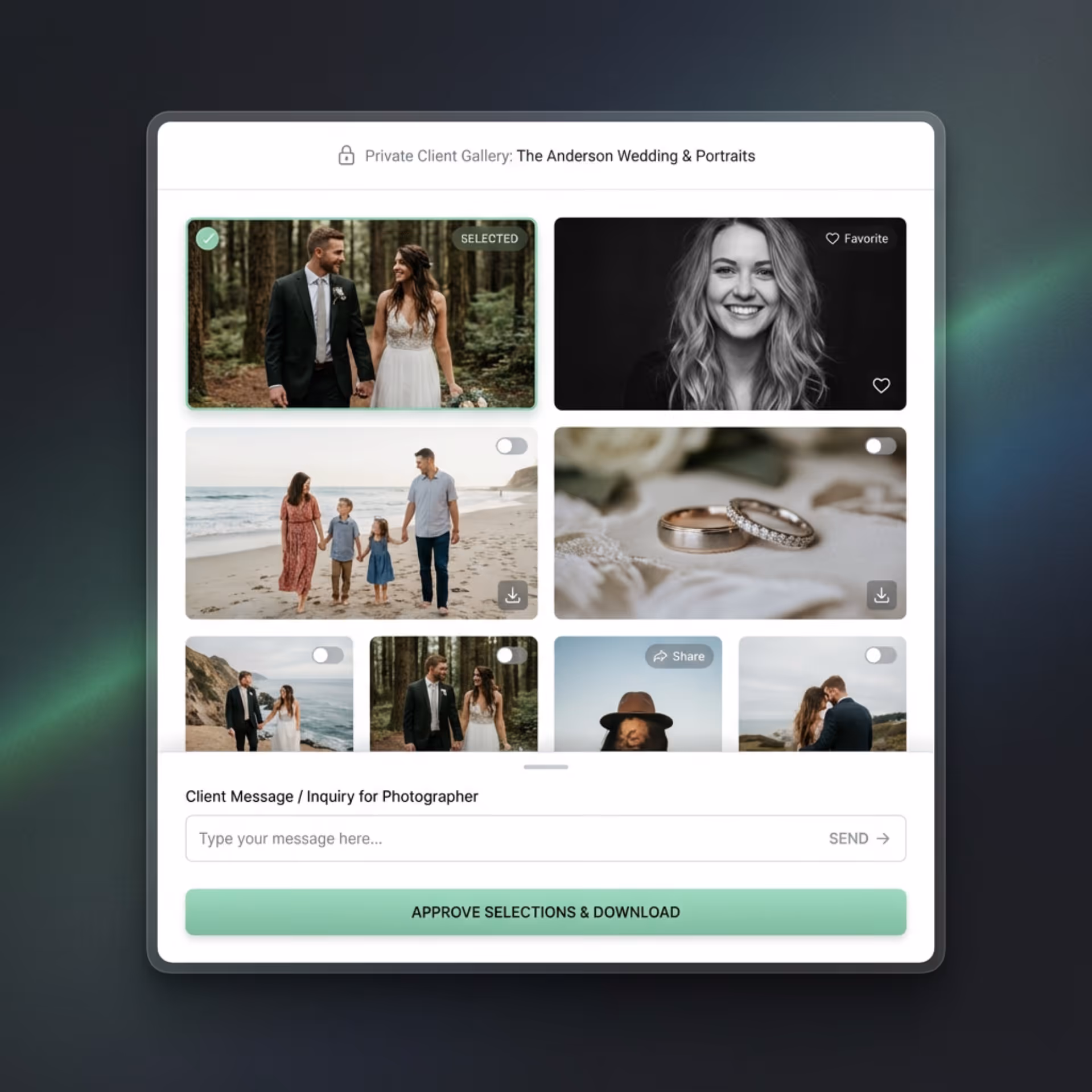 set up client galleries and interactions