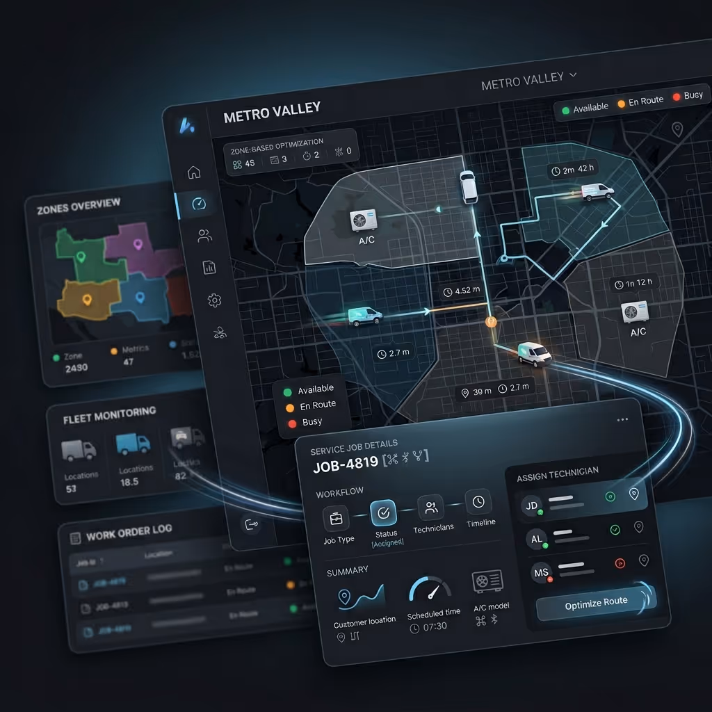 service area systems that match real technician operations