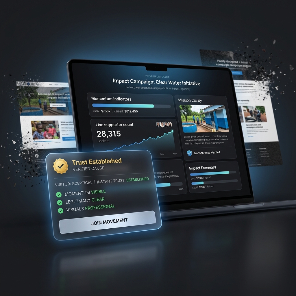 establish credibility instantly with visitors deciding whether to support