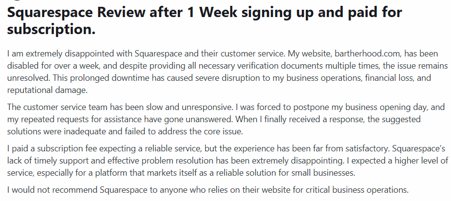 squarespace review reddit