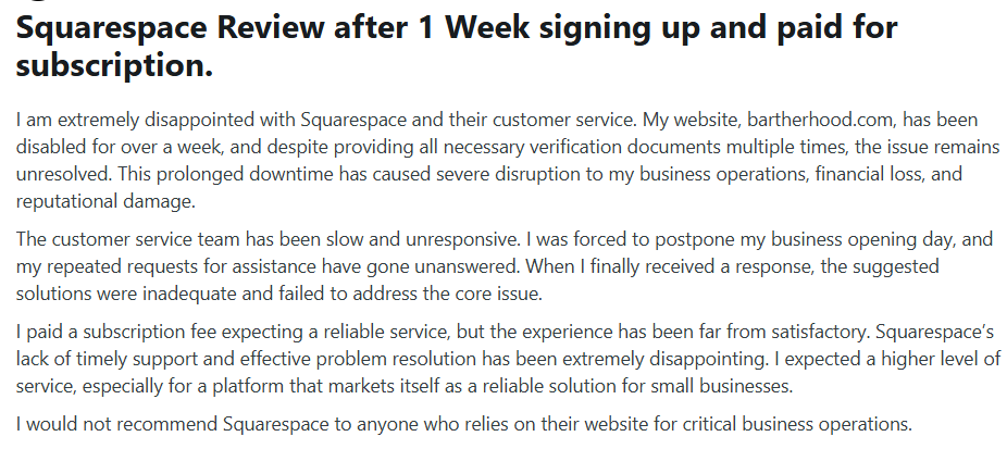 squarespace review reddit
