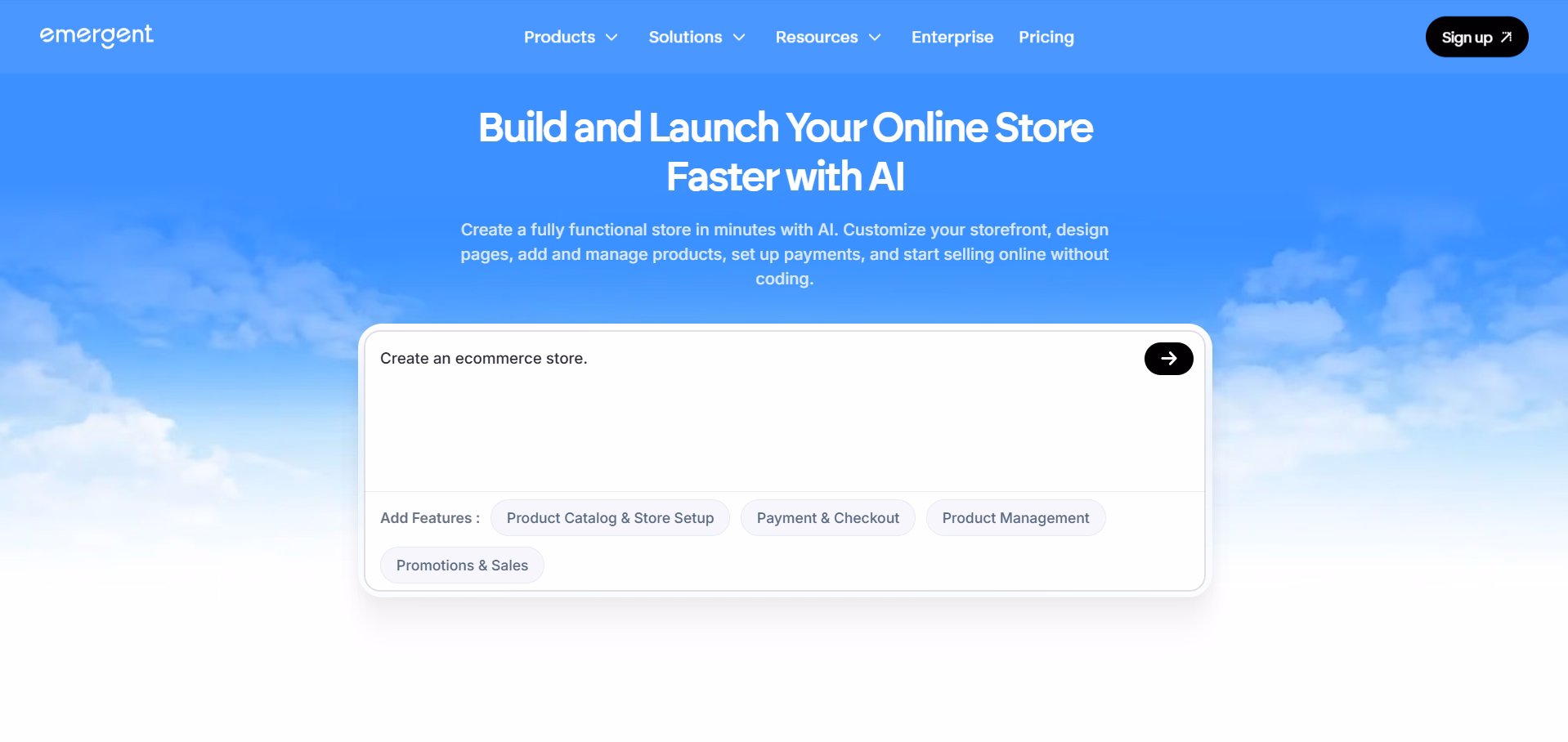 best ai ecommerce website builder - Emergent