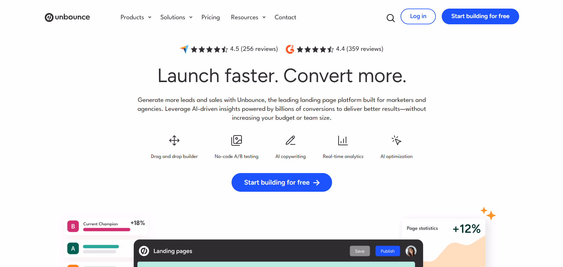 AI landing page builder - unbounce