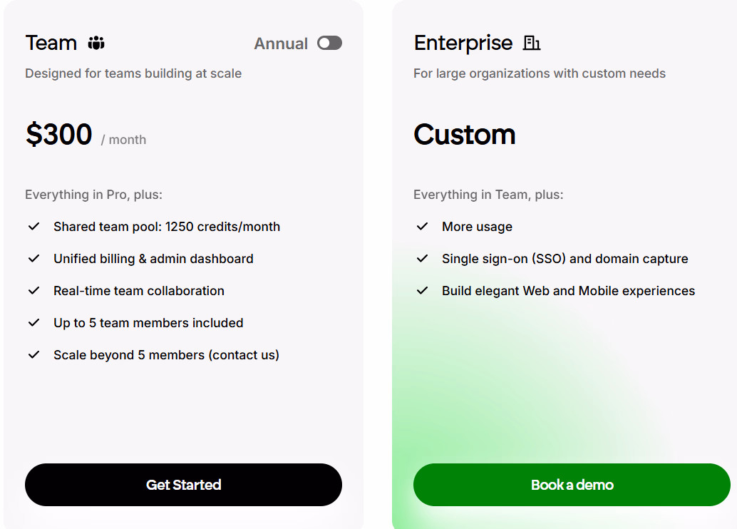 Emergent Teams and Enterprise Pricing Plan