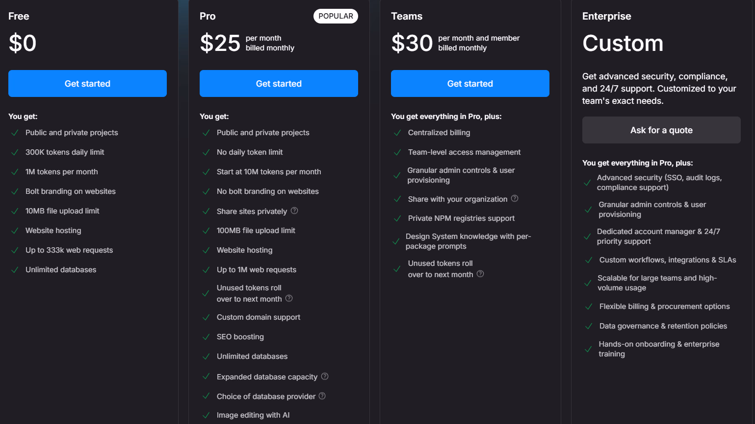 bolt.new pricing plan
