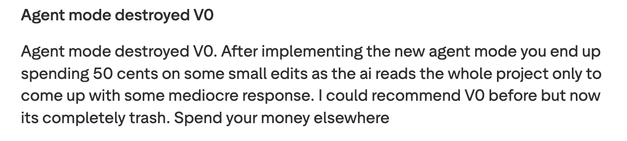 post on trustpilot about v0 low customer satisfaction