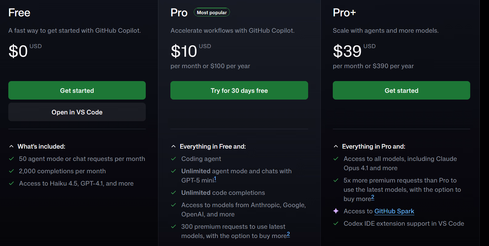 Github copilot pricing plan