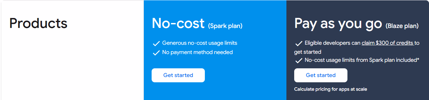 firebase pricing plan