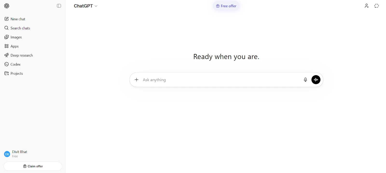 chatgpt homepage