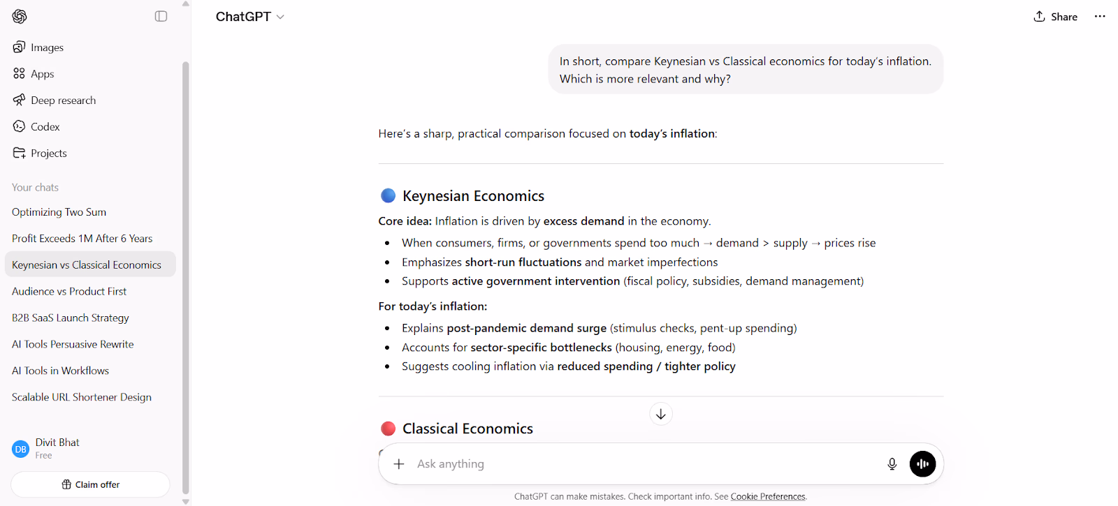 chatgpt output economic theories
