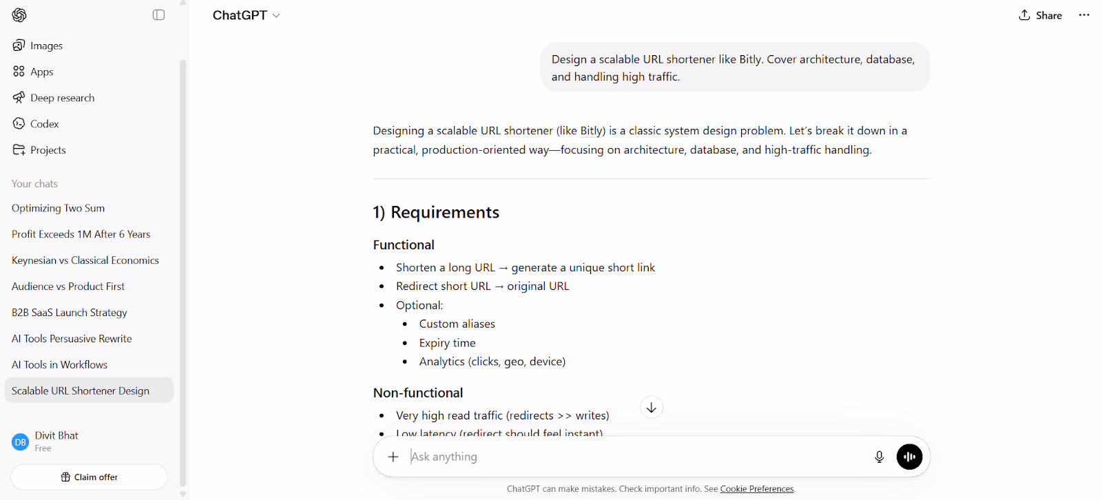 ChatGPT Output for Designing a scalable system