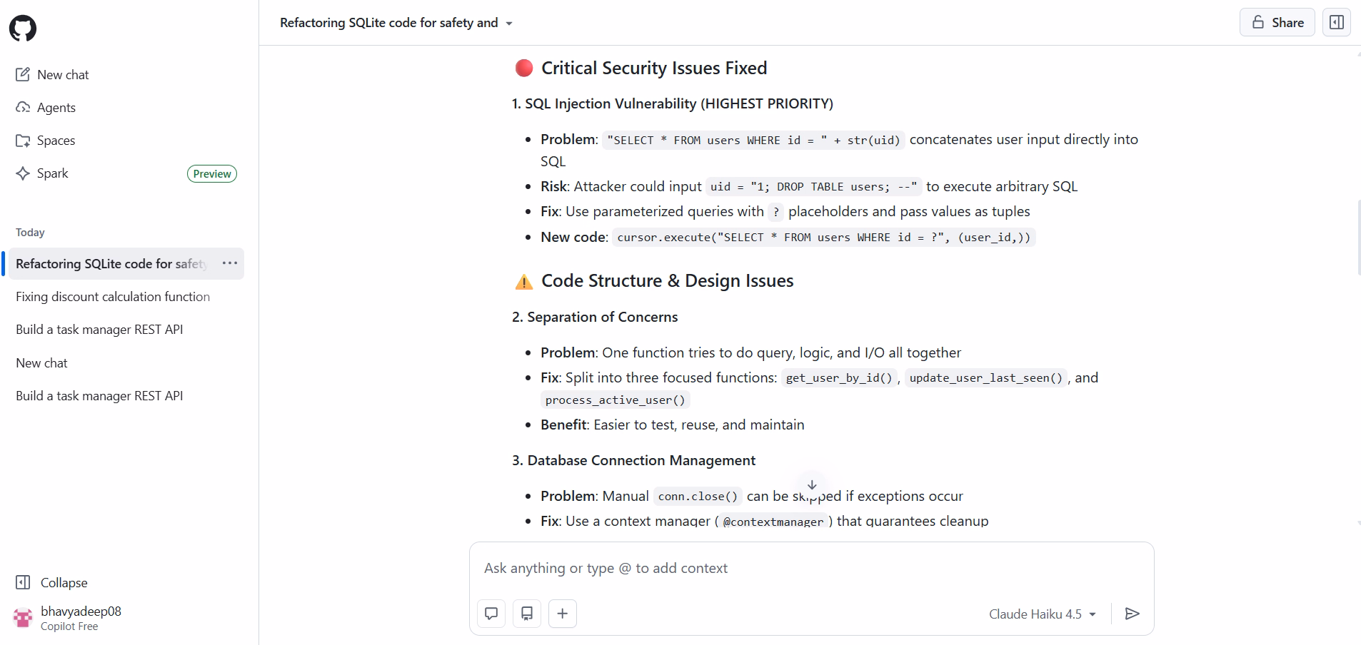 github copliot refactor messy code
