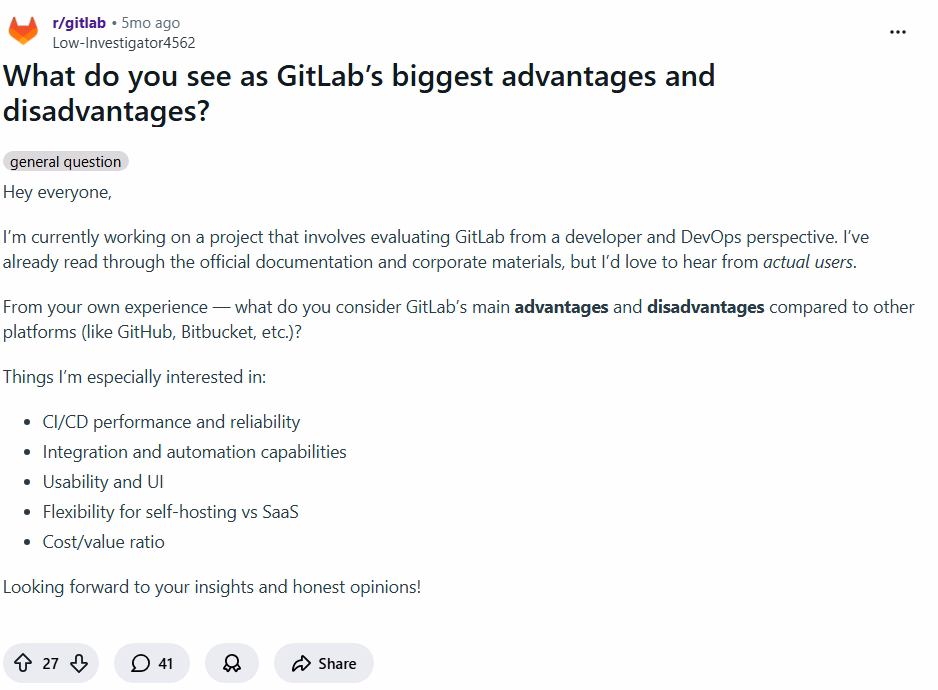 gitlab advantages and disadvantages a reddit
