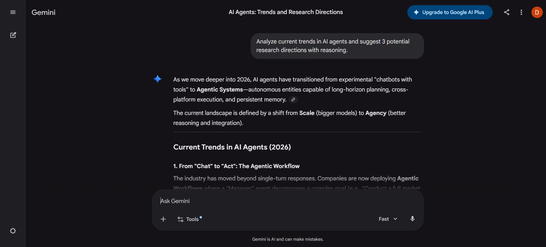 gemini ai research task output on ai agents