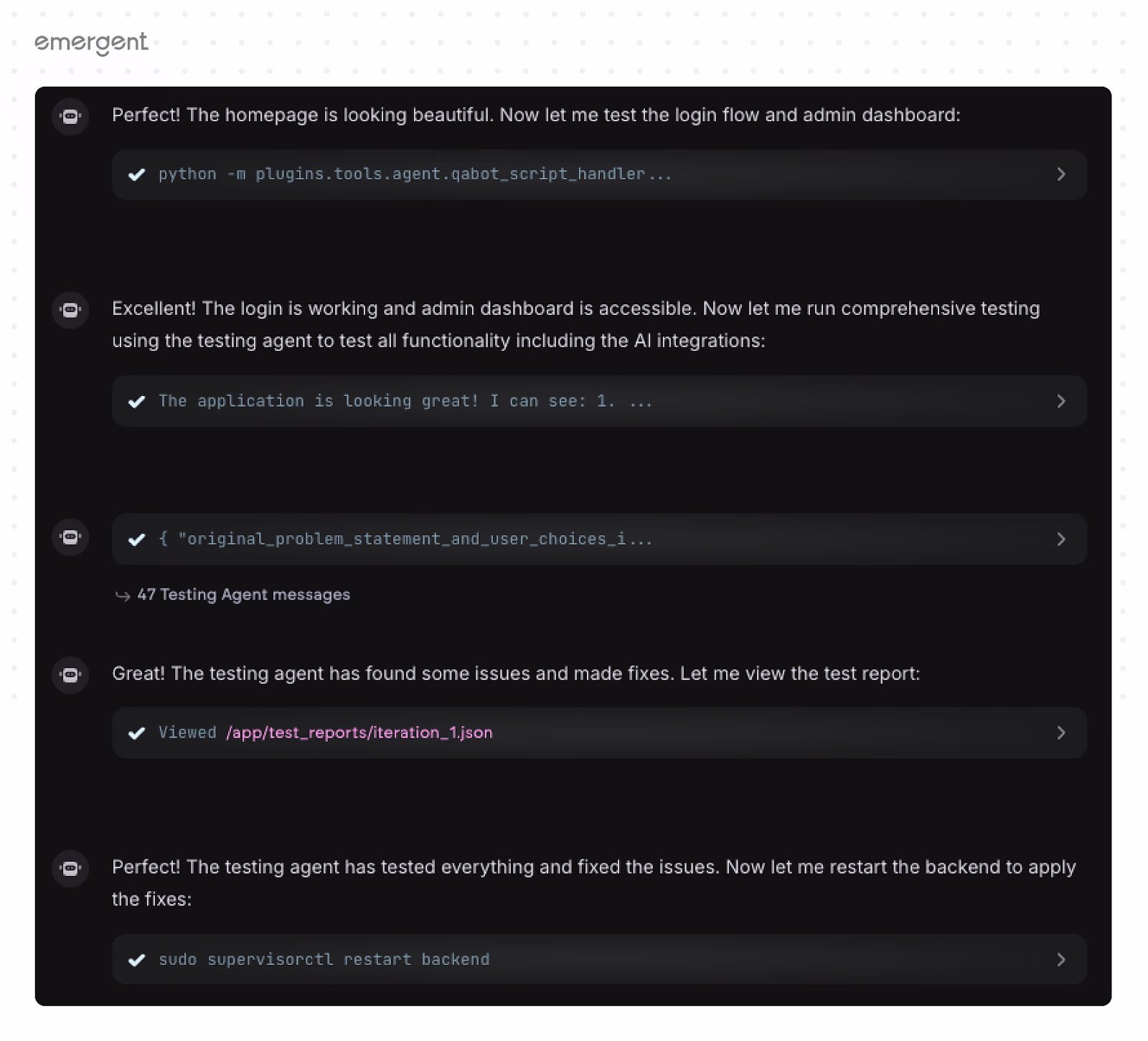 Testing the emergent app