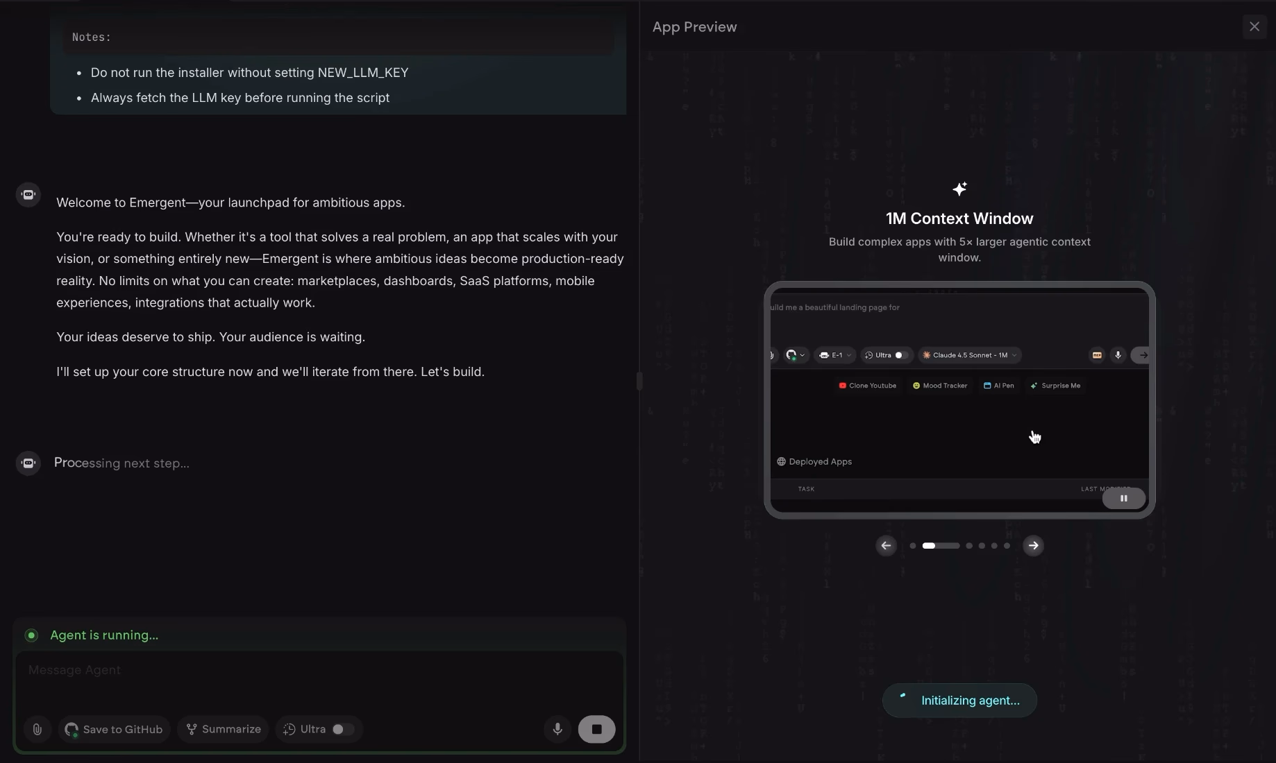 openclaw autonomous background setup in progress on emergent