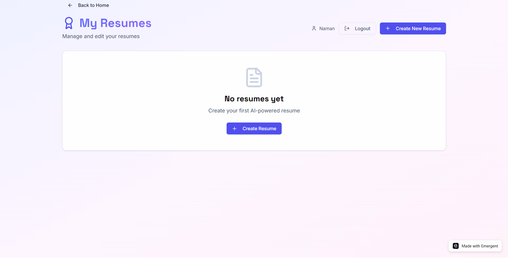 upload resume step on emergent