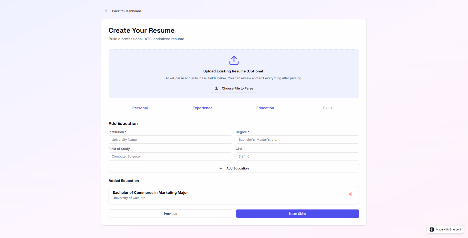 edit resume