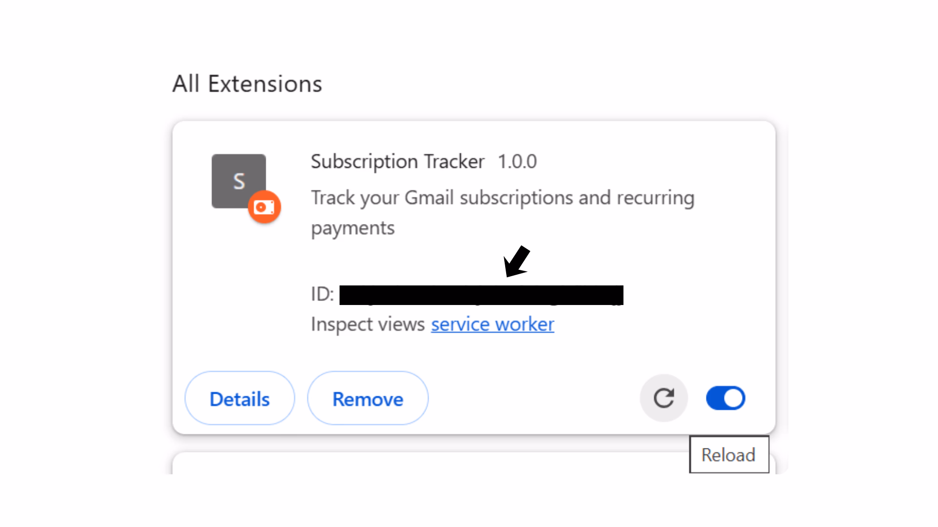 chrome extension id shown after loading unpacked extension in developer mode