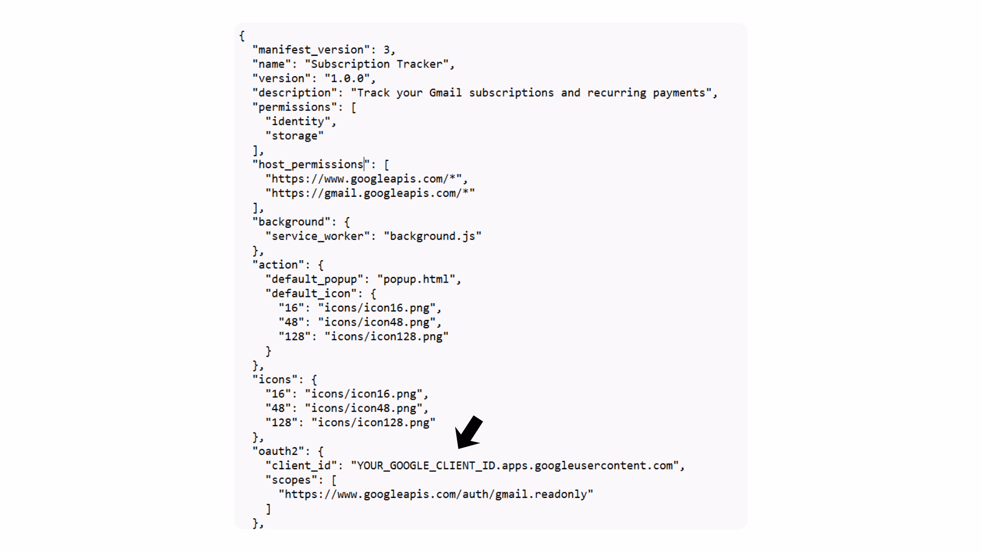 adding oauth client id to chrome extension manifest json file