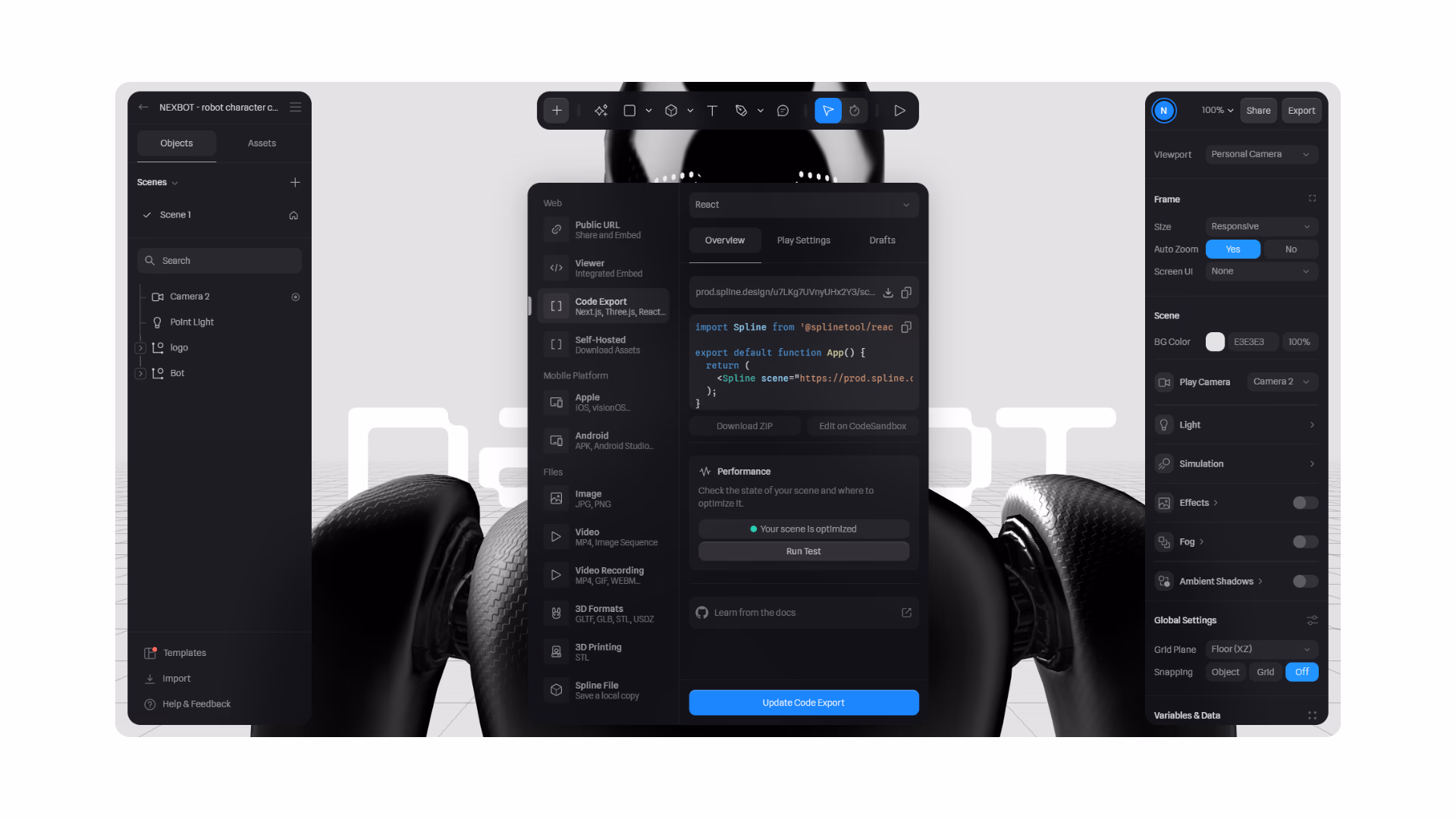 how to get the code exported