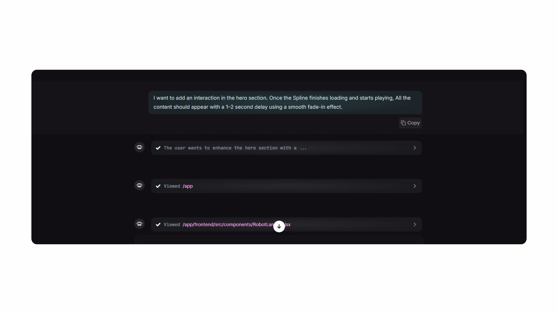scroll triggered text animations implemented on aura robotics landing page